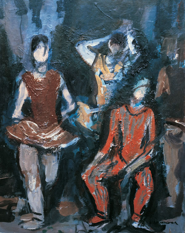 Gruppo di ballerine, anni ’80, olio su cartone telato, cm 50x40, Napoli, collezione privata